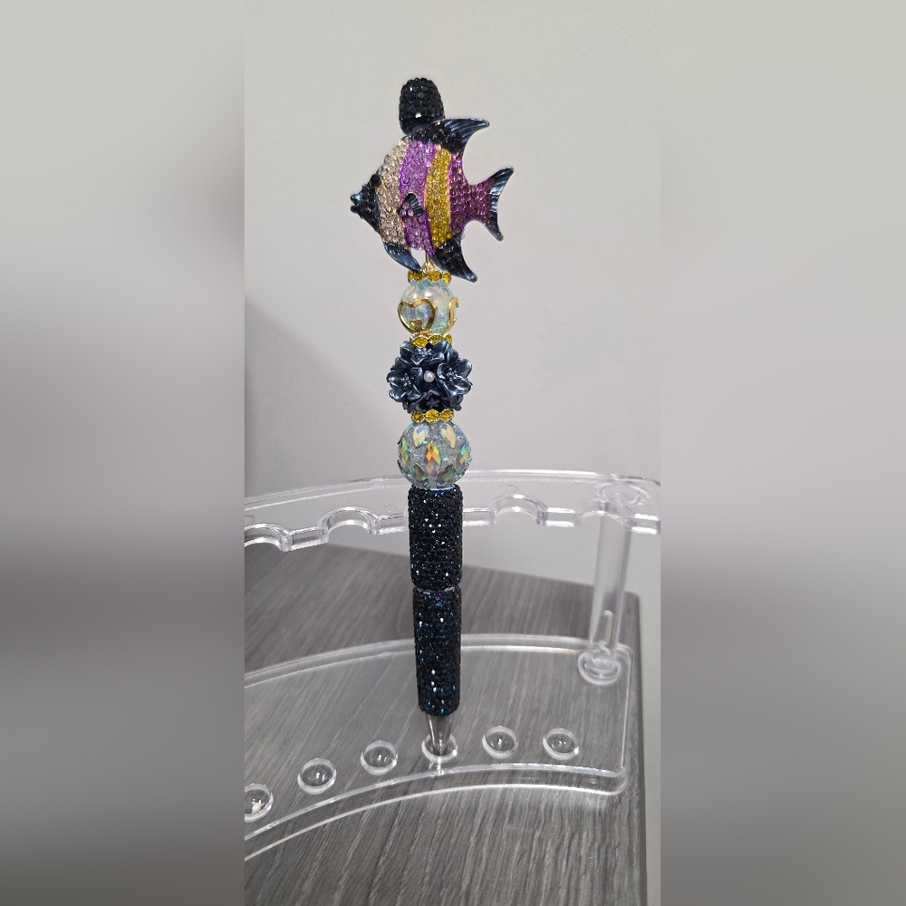 This one is a SHOW STOPPER!Colorful rhinestone fish topperLavender crystal bea